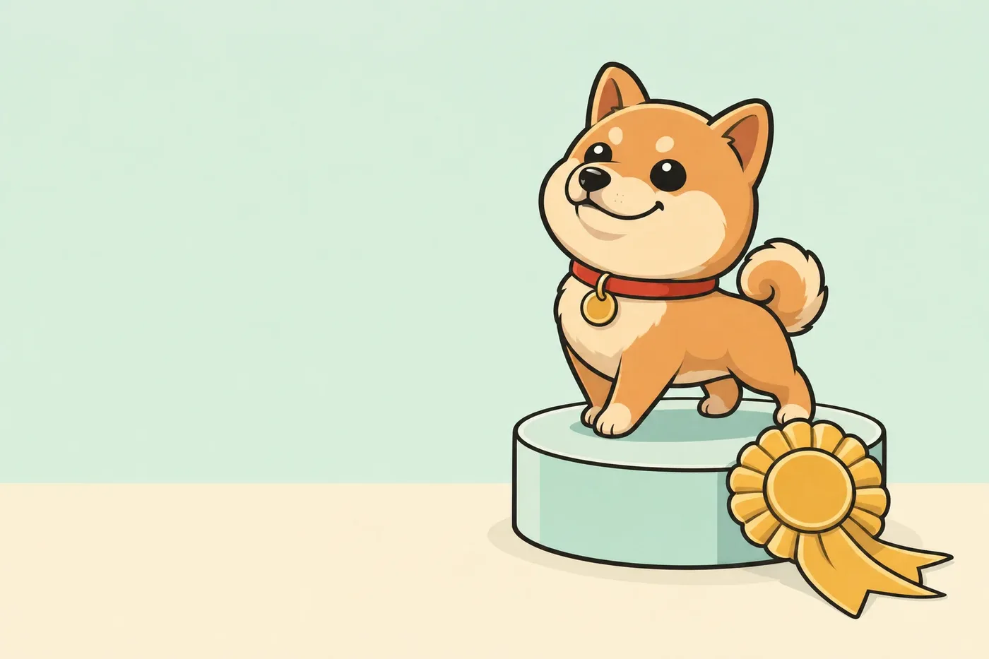 Micro the tiny shiba inu, chest puffed and chin up