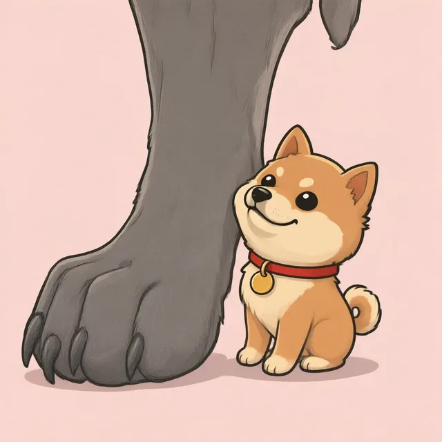 Micro next to Mega's giant paw